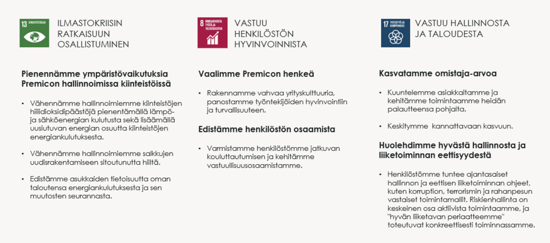 Premicon vastuullisuuslupaus: mitä tavoittelemme?